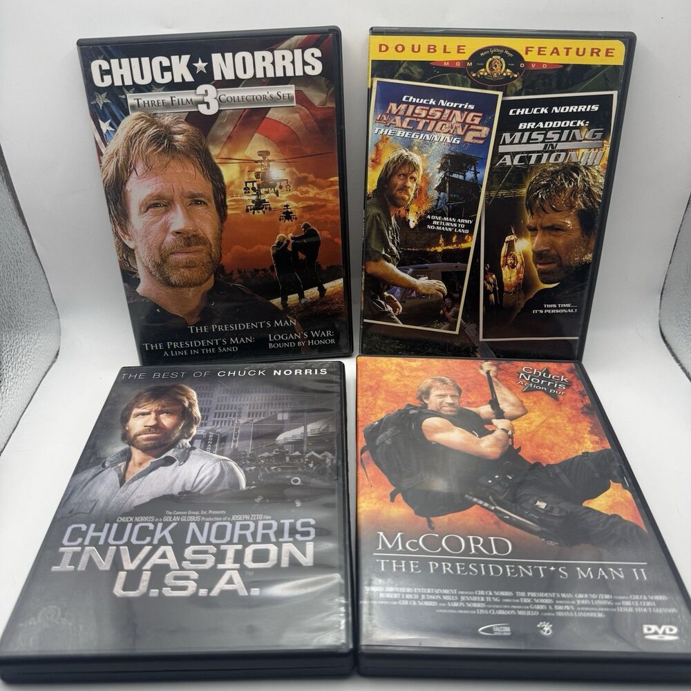 Chuck Norris 4-Film DVD Set: Missing in Action 1-3, Invasion USA + Bonus Movies